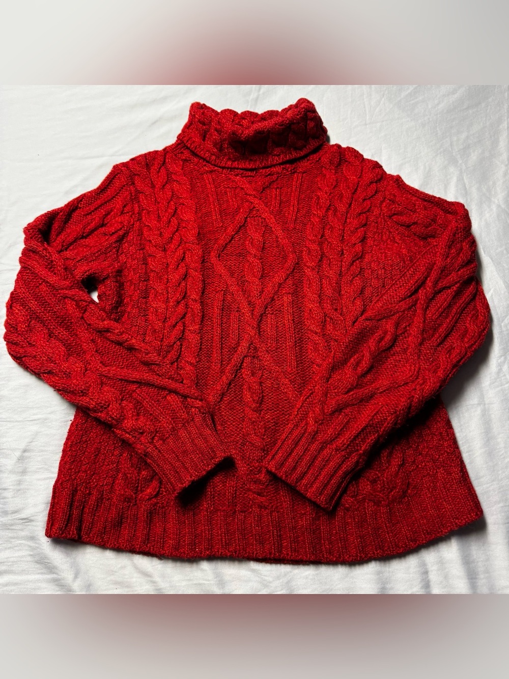 Red Cable Knit Turtleneck Sweater Inis Crafts Women Ireland